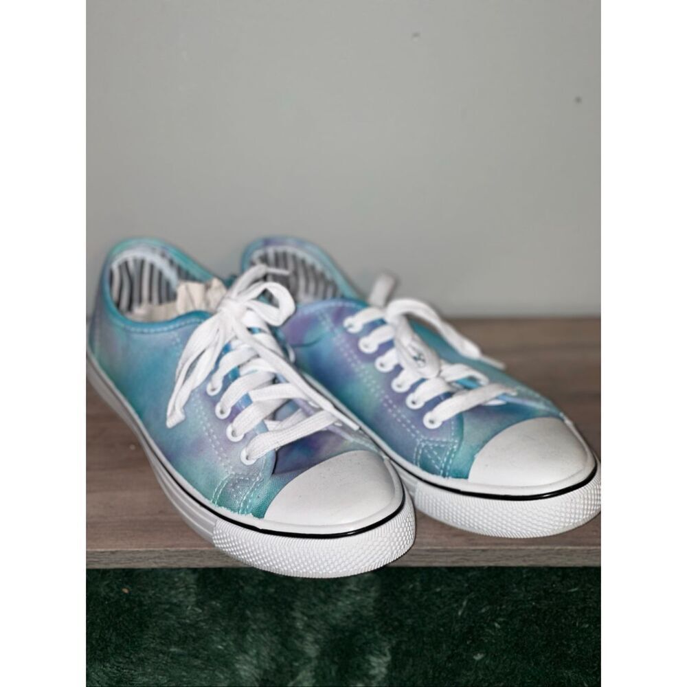Tie Dye Multicolor Canvas Comfort Casual Shoes women size 7 custom lace tie